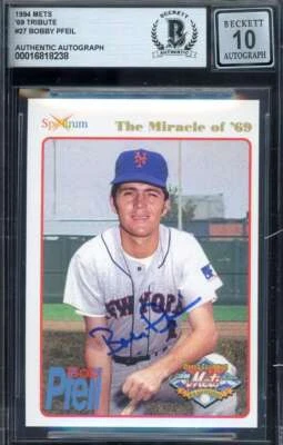 Bobby Pfeil Gem Mint 10 Beckett BAS Signed 1994 Spectrum 1969 Mets Autograph - Image 1 of 2