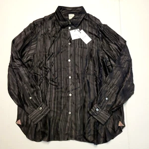 New $575 Paul Smith Button Viscose Blend Shirt Blouse Women's XS IT 36 Black - Picture 1 of 8