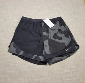 NIKE Stride Run Division 2 in 1 Shorts Medium Mens Black Gray Dri Fit 5' Lined - Picture 1 of 15
