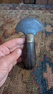 Antique Early Primitive Wood Handle Forged 1826 Leather Cutter Chopper 5.5" - Picture 1 of 7