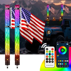2FT FAT LED Whip Spiral Chasing RGB Fat Whip Lights For Can Am Maverick X3 RS - Bild 1 von 16