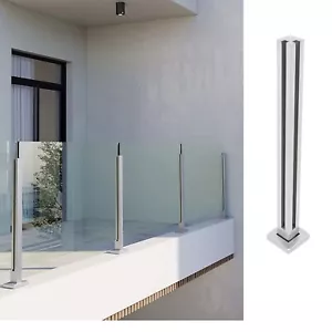 Glass Railing Post,Mid Post 25.6'' 304 Stainless Balustrade for Balcony Deck etc - Picture 1 of 15