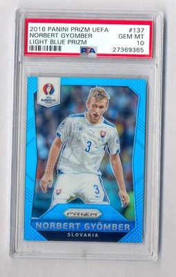 NORBERT GYOMBER 2016 PANINI PRIZM UEFA LIGHT BLUE PRIZM #15/15 PSA 10 FRANCE - Image 1 of 2