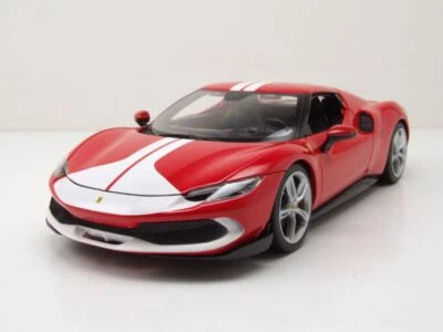 Ferrari 296 Gtb Assetto Fiorano Rojo Coche a Escala Blanco 1:18 Bburago - Imagen 1 de 4