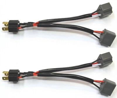 Splitter Wire Ceramic S 9003 HB2 H4 Two Harness Head Light Replacement Connector - Image 1 of 4
