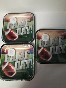 Football Paper Plates 9" X 9" 18 Per Pack ***3 packs - Picture 1 of 1