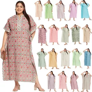 Women Long Casual Loose Printed Cotton Kaftan Plus Size Boho Maxi Kimono Caftan - Picture 1 of 142