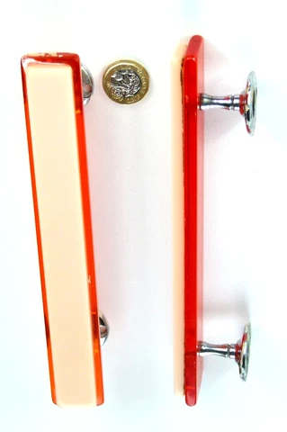 SINGLE LARGE INTERNAL ART DECO STYLE 1950s DOOR PULL HANDLE ORANGE LUCITE Cover