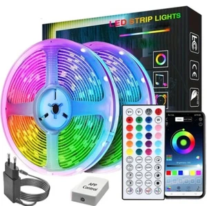 LED Strip APP 5050 RGB Lights 10/20m Colour Changing Tape Cabinet Kitchen TV UK - Picture 1 of 14