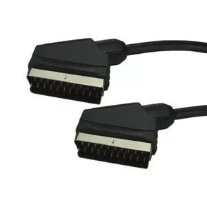 50cm - 20m Premium SCART Lead Cable Fully Wired 21 Pin RGB SKY TV DVD GOLD Black - Picture 1 of 13