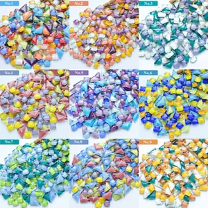 200g Couleur Teinté Acrylique Verre Mosaïque Vitrifiée Mini Vrac Tuile DIY Tissu - Afbeelding 1 van 79