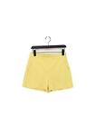 Zara Women's Shorts M Yellow Cotton with Elastane, Polyester Mom