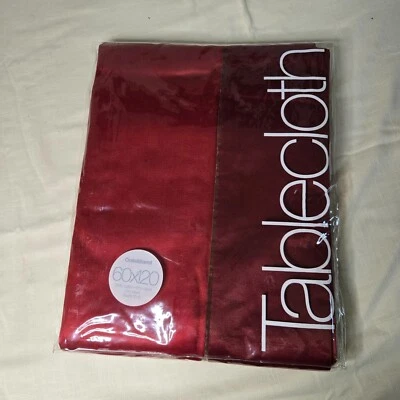 Holiday Crate & Barrel Red/Burgundy Verona Tablecloth 60x120 New In Package - Image 1 of 3