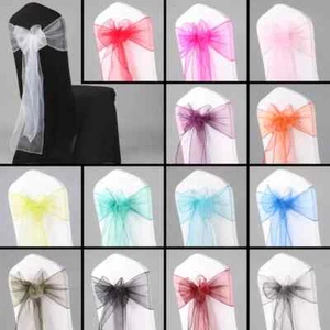 25/50/100/125/150/200 - ORGANZA Chair Sashes Cover Bows wedding party decoration - Picture 1 of 44