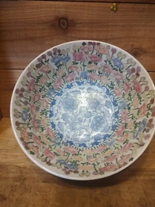 Large Oriental Bowl With Embossed Flowers Hand Painted - Picture 1 of 7