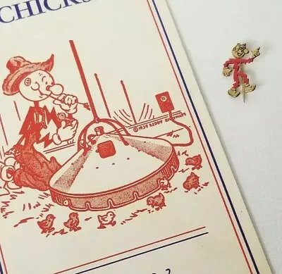 Vintage Reddy Kilowatt Lot Pin Brooding Of Chicks Leaflet 1942 Duke Power NC SC - Image 1 of 4