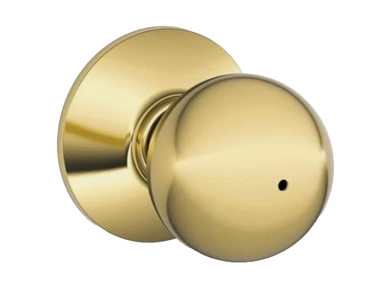 (Lot of 6) Schlage Orbit Privacy Bed/Bath Door Knob F40 ORB 605 Bright Brass - Image 1 of 1