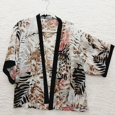 Kimono Blouse BonWorth  Palm Leaf Lightweight Boho Cottagecore Tropical Size XL? - Image 1 of 4
