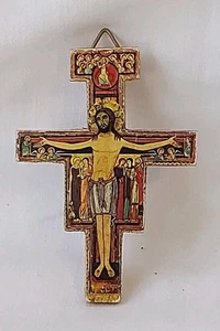 Kruzifix Holyart d.heiligen Damian. Vintage Holzkreuz Handmade - Bild 1 von 4