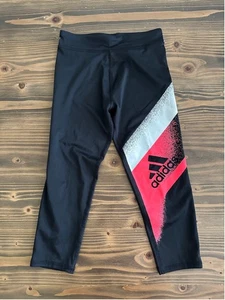 Leggings Capri Ragazza Adidas Nero Rosa Bianco Taglia S (7/8) Activewear - Foto 1 di 5