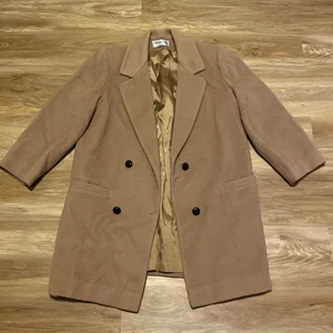 Vintage Forecaster Pea Mantel Wmn 6 hellbraun Wolle Trench zweireihig gefüttert mittellang - Bild 1 von 19