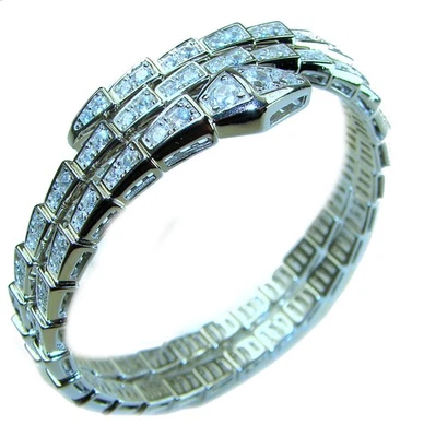 925 Sterling Silver Violet Topaz Snake Bracelet Red Gemstone 41.2g Unique - Image 1 of 4