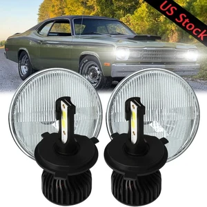 For Plymouth Barracuda Cuda Duster 340 7" LED Round Headlights High/Low Beam US - Picture 1 of 20
