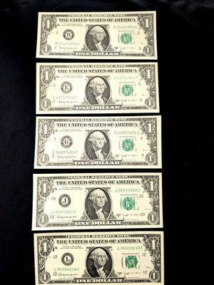 1963b $1 BARR NOTE COMPLETE SET OF 5-NY, Richmond, Chicago, KC, San Fran-GEMS #1 - Image 1 of 4
