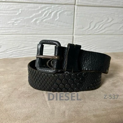 Diesel Hombre Cinturón Negro Vintage Tachuelas Diseño Logo 95cm Lujo Elegante Informal Italia Foto 1 de 4