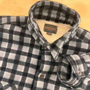 VTG Northwest Territory Mens 2XLT Gray/Black Plaid Heavy Shacket Sherpa Lined - Picture 1 of 16