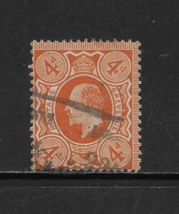 GREAT BRITAIN SCOTT 150 USED FINE - 1911 4p ORANGE ISSUE (T) - KING EDWARD VII - Picture 1 of 2