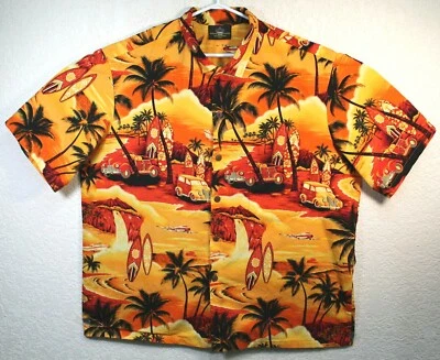Royal Creations Hawaiian Orange Surf Cars Planes Short Sleeve Cotton Shirt 2XL - Изображение 1 из 4