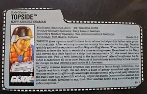 Vintage GI Joe Info File Card TopSode Navy Assault Seaman H - Picture 1 of 2