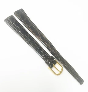 Zenith Genuine Original Crocodile 11.5mm Black Leather Gold Buckle Watch Band - Picture 1 of 4
