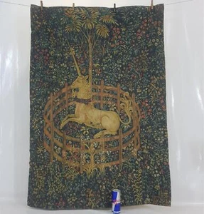 Vintage French Medieval Unicorn in Captivity Wall Hanging Tapestry 136x94cm - Picture 1 of 13