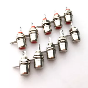 10pcs Audio 100%Copper RCA Phono Chassis Panel Mount Female Socket AV Jack Plug - Picture 1 of 8