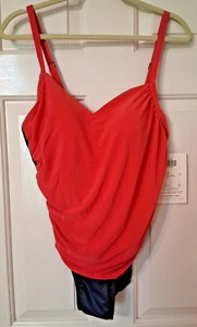 BOSTON PROPER Magic Suit SZ 16 One Piece Swim Dark Pink (Red) & Dark Gray NWT - Picture 1 of 6