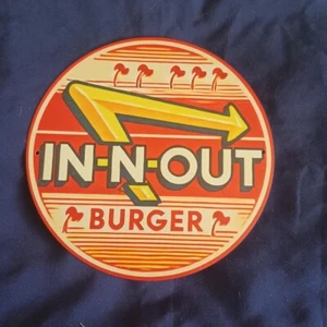 8" Round Metal Sign Wall Art Home Decor Kitchen Food Inside/Outside IN-N-Out - Picture 1 of 1