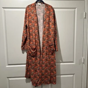 Lularoe Sarah Size XL Fall Burnt Orange Baby Blue Rose Floral - Picture 1 of 6