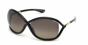 New Tom Ford FT 0009 Whitney 01D Shiny Black Sunglasses