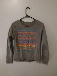 Girls Hanes Gray patterned sweatshirt  Size XL - Picture 1 of 4