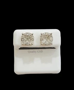 Real Diamond Stud Earring 10k Yellow Gold 1CT natural Diamond men Women Solid - Picture 1 of 8