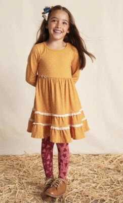 Matilda Jane Girls Marigold Polka Dot Lap Dress Size 6 New Mustard Yellow - Image 1 of 2
