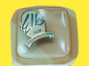 Elks Club USA Charter Donor Pin Silver Tone W Back Vintage - Picture 1 of 2