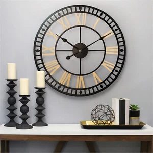 80cm Hollow Metal Garden Wall Clock Roman Large Indoor Numerals Giant Open Face - Picture 1 of 17
