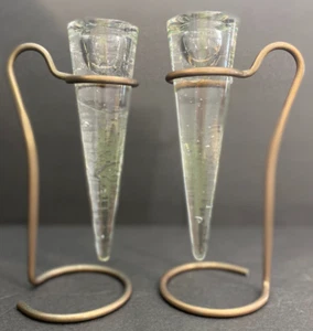 (2) Vtg Design House Stockholm Icicle Taper Candle Holder Glass Anders Fardig - Picture 1 of 9