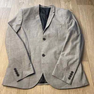 H&M Jacket Mens 42R Skinny Fit Grey Blazer Suit Coat Long Sleeve 2 Button - Picture 1 of 14