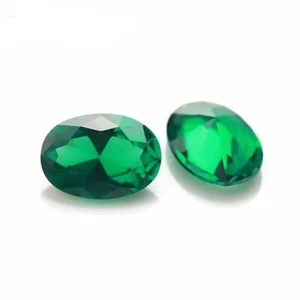 Synthetic Green Nano Emerald Oval Lab Created 6x8mm To 8x10mm Loose Gemstone - Picture 1 of 24