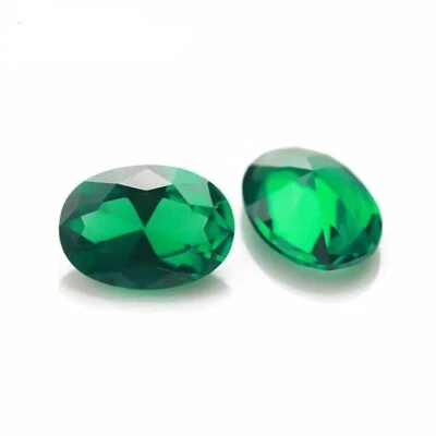 Synthetic Green Nano Emerald Oval Lab Created 6x8mm To 8x10mm Loose Gemstone - Image 1 of 4