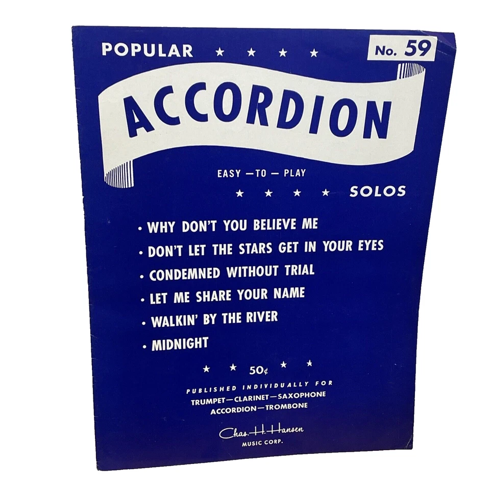 Popular Acordeón Fácil de Tocar Solos No. 59 partituras de los años 50 6 canciones Foto 1 de 4